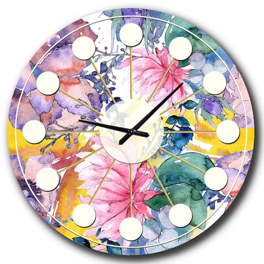 Designart 'Retro Floral Botanical V Mid-Century Modern Wall Clock